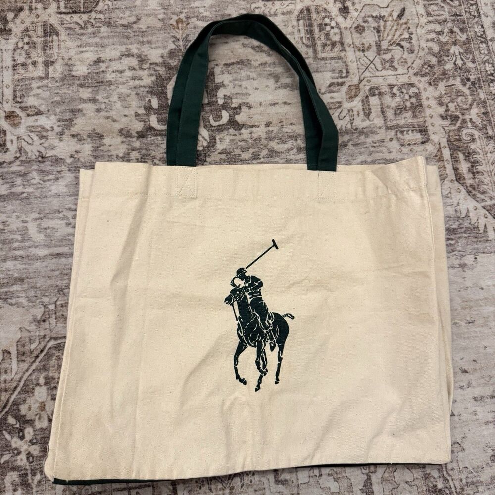 Polo Ralph Lauren Waterkeeper Alliance Organic Cotton Canvas Tote Bag Horse Logo